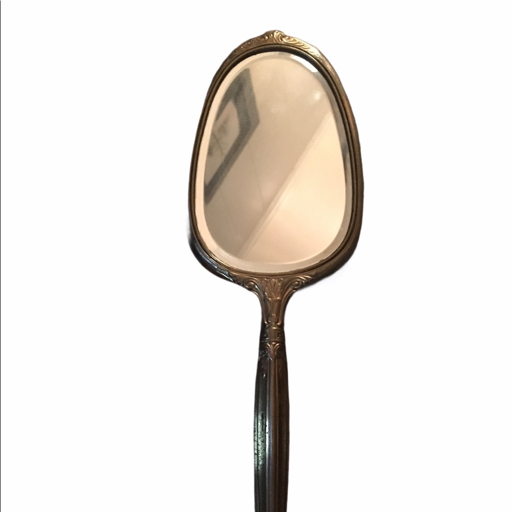 Antique HAND HELD MIRROR Vintage Victorian 14"
